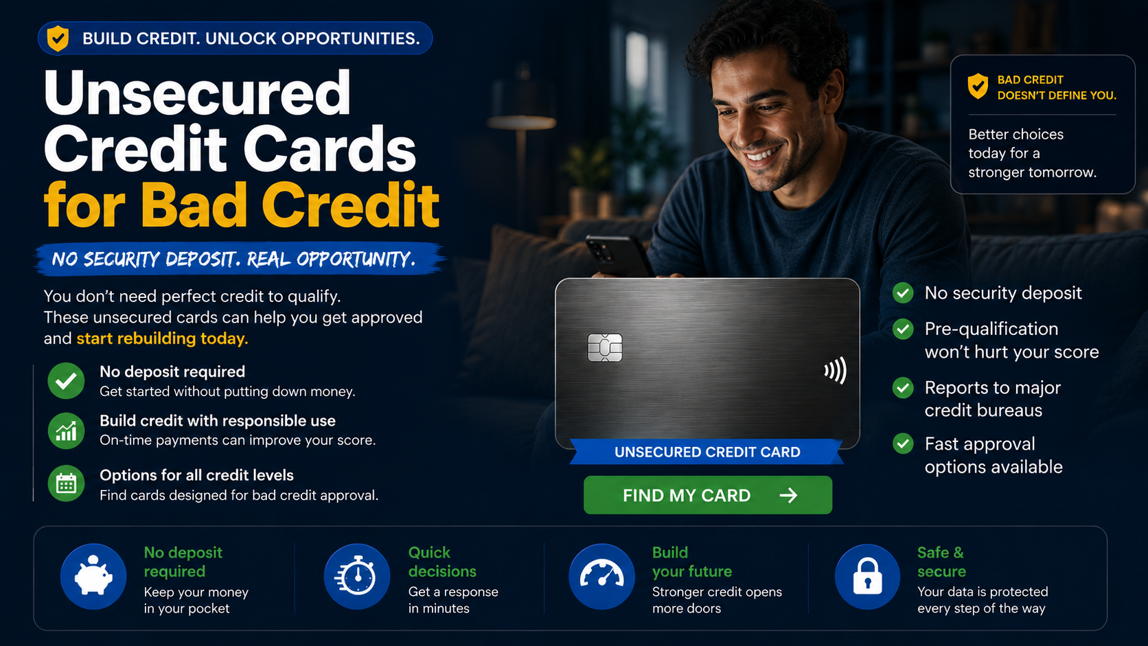 Unsecured credit cards for bad credit guide